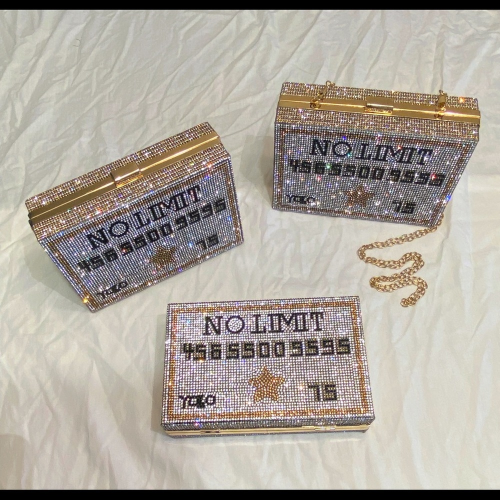 WOMEN BLING CREDIT CARD MONEY PURSES AND HANDBAGS RHINESTONE DIAMOND EVENING NEW